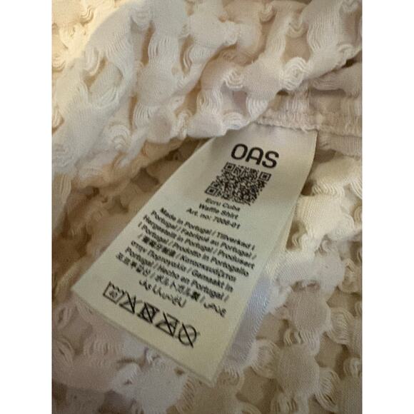 OAS Men’s Large Textured Waffle Cotton Shirt Short Sleeve Button Front Cream - Picture 7 of 7